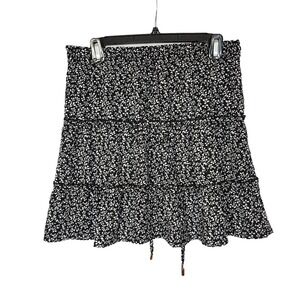 INDIGO KISSING Size Large Tiered Ruffled Ditsy Floral Whimsigoth Cottage Skirt